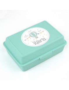 Pack Botella 600ml + Cajita Porta Alimentos Globo Menta personalizadas 2