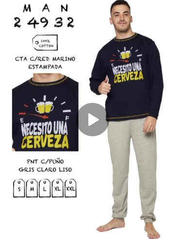 Pijama de hombre necesito una cerveza.
