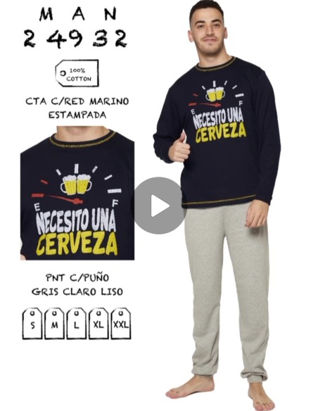 Pijama de hombre necesito una cerveza.