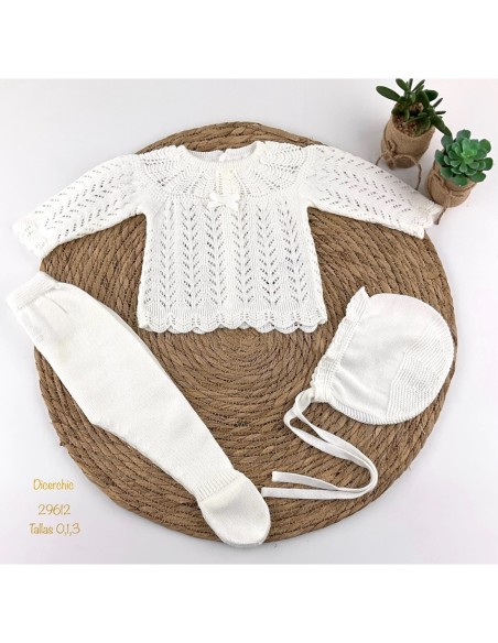 Conjunto de bebe de hilo calado blanco