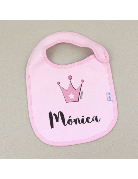 Babero Personalizado Corona Rosa