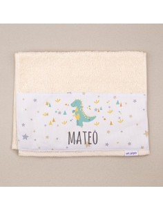Toallita de Rizo Dinosaurio Beige Personalizada