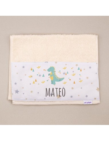 Toallita de Rizo Dinosaurio Beige Personalizada