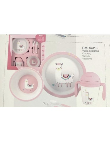 Interbaby vajilla bebe llama rosa.