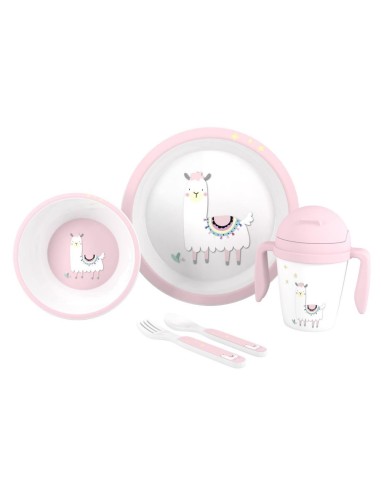 Interbaby vajilla bebe llama rosa.