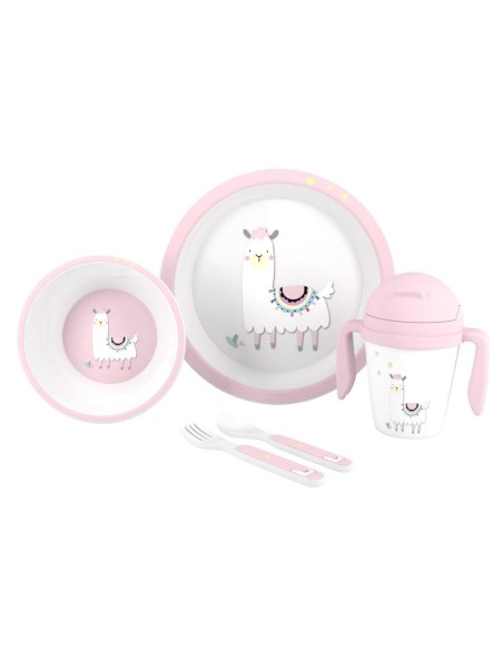 Interbaby vajilla bebe llama rosa.