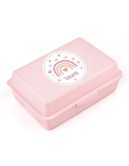 Cajita Porta Alimentos Arcoíris Blush Rosa personalizada