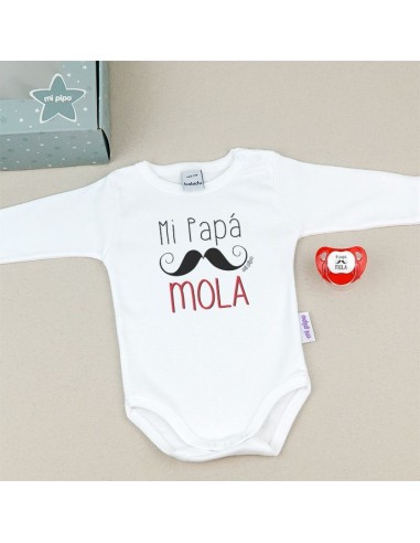 Cajita Divertida Body + chupete Mi Papá Mola Rojo, Azul o Rosa