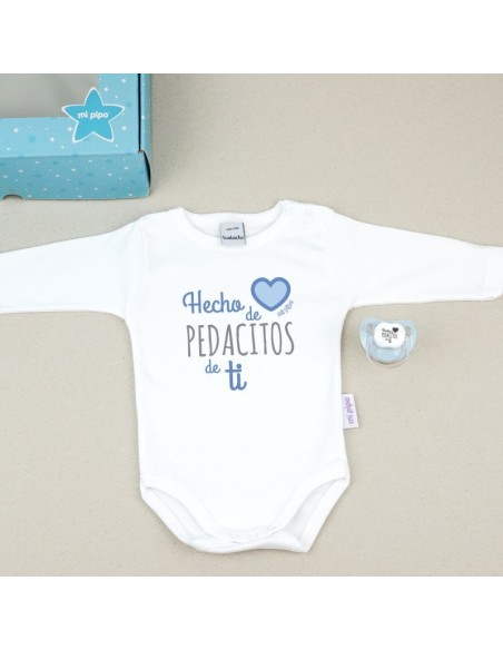 Cajita Divertida Body + Chupete Hecho de pedacitos de ti Azul