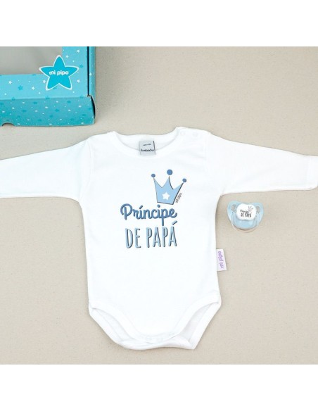 Cajita Divertida Body + Chupete Príncipe de Papá Azul