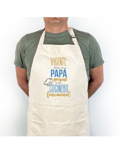 Delantal Algodón Premium Personalizado (Nombre) Es un Papá genial y un Cocinero Fenomenal