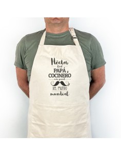 Delantal Algodón Premium Personalizado (Nombre) Eres el Papá y Cociner