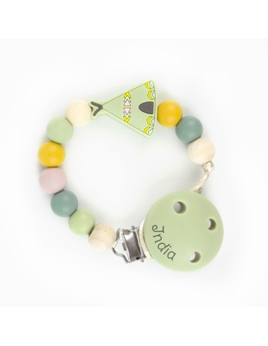 Cadenita Silicona Tipi Verde Soft, con el nombre en el CLIP
