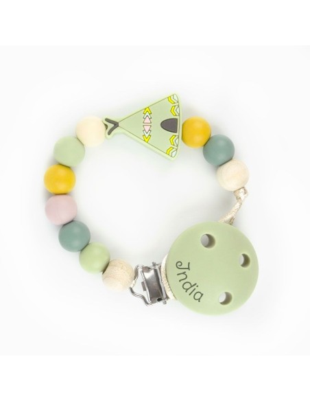Cadenita Silicona Tipi Verde Soft, con el nombre en el CLIP