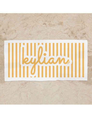 Toalla de baño Premium Rayas Amarillo Personalizada