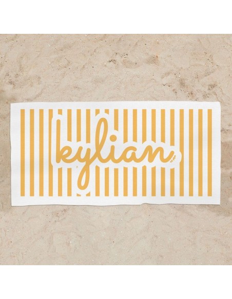 Toalla de baño Premium Rayas Amarillo Personalizada