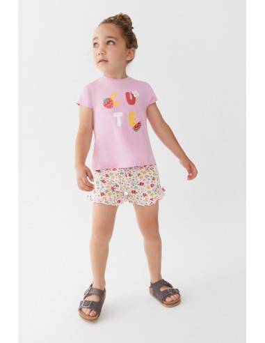 Conjunto flores bebe niña algodón