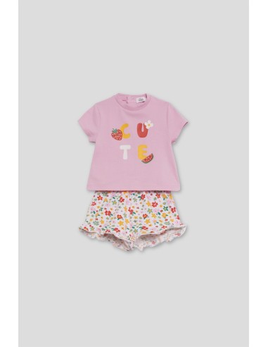 Conjunto flores bebe niña algodón
