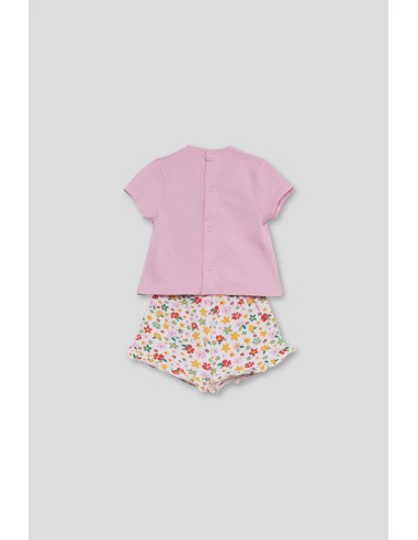 Conjunto flores bebe niña algodón