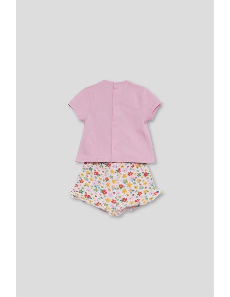 Conjunto flores bebe niña algodón