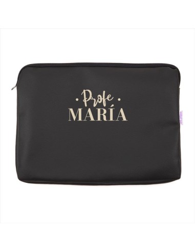 Portafolios Shopper polipiel Negro Profe/Seño + Nombre personalizado