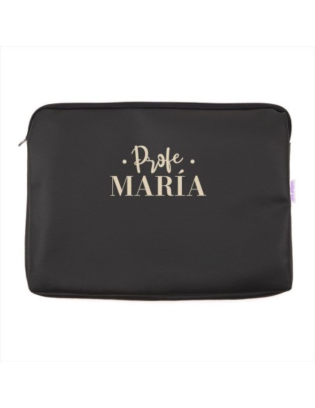 Portafolios Shopper polipiel Negro Profe/Seño + Nombre personalizado