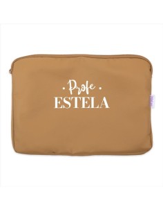 Portafolios Shopper polipiel Camello Profe/Seño + Nombre personalizado