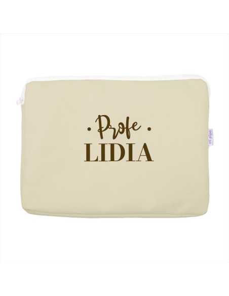 Portafolios Shopper polipiel Beige Profe/Seño + Nombre personalizado