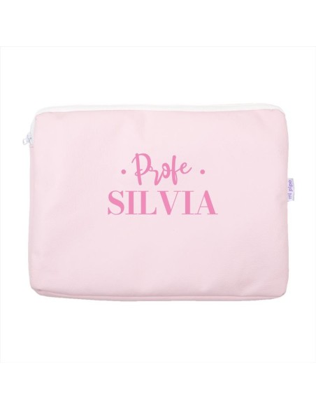Portafolios Shopper polipiel Rosa Profe/Seño + Nombre personalizado