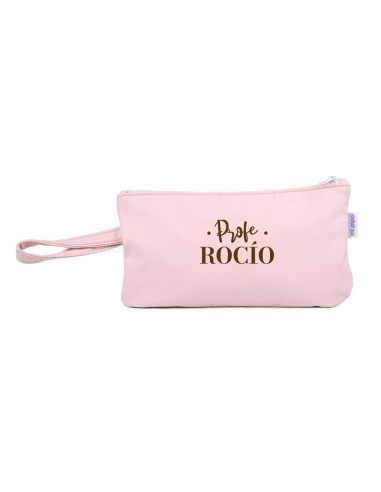 Bolso de Mano Shopper polipiel Rosa Profe/Seño + nombre personalizado