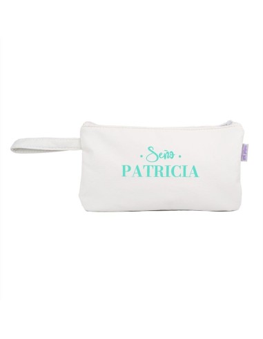 Bolso de Mano Shopper polipiel Blanco Profe/Seño + Nombre personalizado