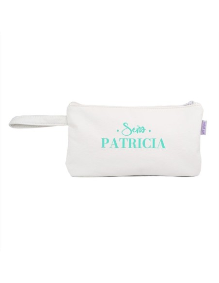 Bolso de Mano Shopper polipiel Blanco Profe/Seño + Nombre personalizado