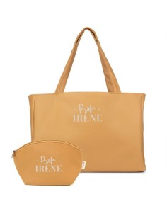 Pack Bolso Shopper + Neceser polipiel Camello Profe/Seño + Nombre