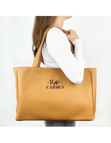 Pack Bolso Shopper + Neceser polipiel Camello Profe/Seño + Nombre