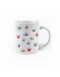 Taza cerámica o plástico Profe personalizada (nombre alumnos) Manitas