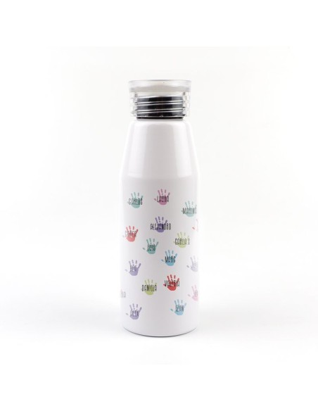 Botella Aluminio Profe personalizada (nombre alumnos) Manitas