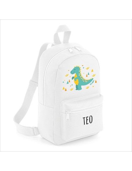 Mochila Medium Nylon Dinosaurio personalizada, color a elegir