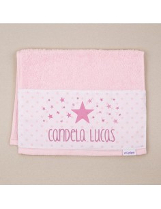Toallita de Rizo Estrella Rosa Personalizada