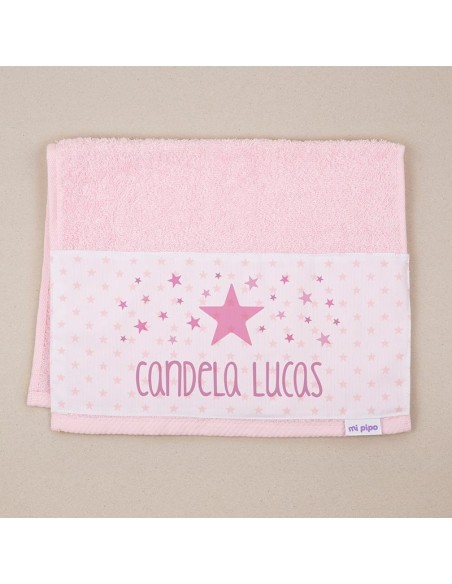 Toallita de Rizo Estrella Rosa Personalizada