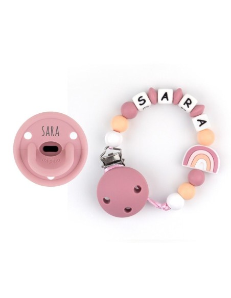Cajita Chupete Gummy Blush + Cadenita de Silicona Arcoíris Blush perso