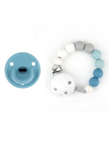 Cajita Chupete Gummy Azul Dark + Cadenita de Silicona Gritty