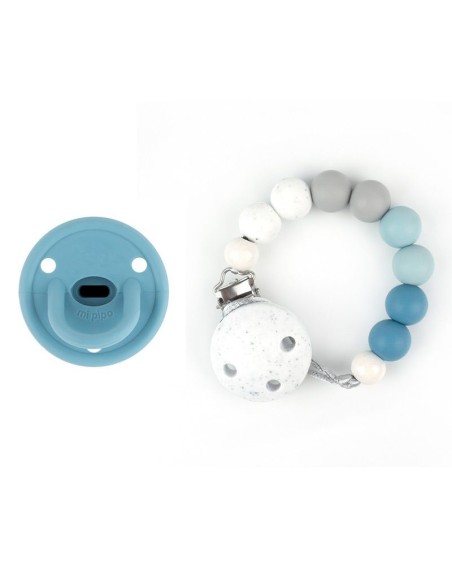 Cajita Chupete Gummy Azul Dark + Cadenita de Silicona Gritty