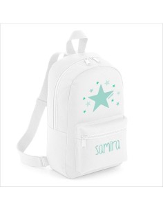 Mochila Medium Nylon Estrella Menta personalizada, color a elegir