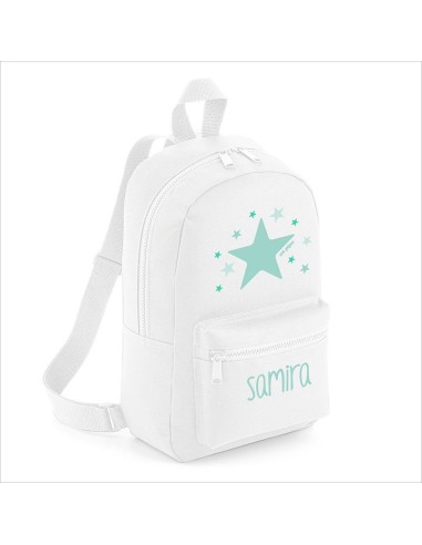 Mochila Medium Nylon Estrella Menta personalizada, color a elegir
