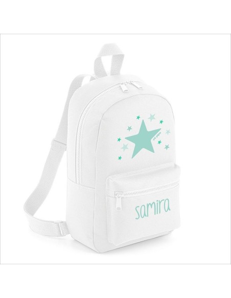 Mochila Medium Nylon Estrella Menta personalizada, color a elegir