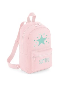 Mochila Medium Nylon Estrella Menta personalizada, color a elegir 2