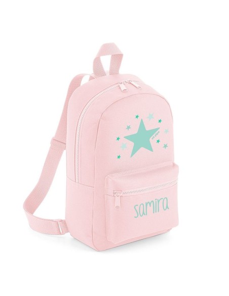 Mochila Medium Nylon Estrella Menta personalizada, color a elegir
