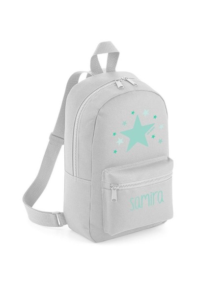 Mochila Medium Nylon Estrella Menta personalizada, color a elegir