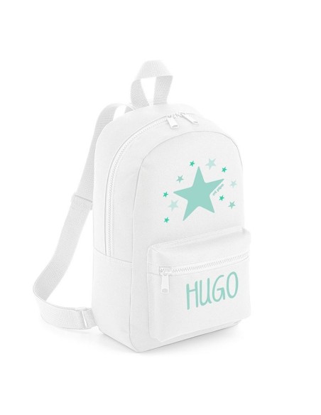 Mochila Medium Nylon Estrella Menta personalizada, color a elegir