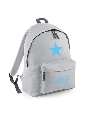 Mochila Junior Gris personalizada, dibujo a elegir